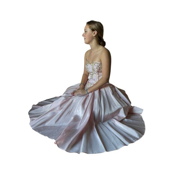 Vintage Zum Zum Pink Strapless sequin beaded Prom Dress size small - Picture 16 of 17